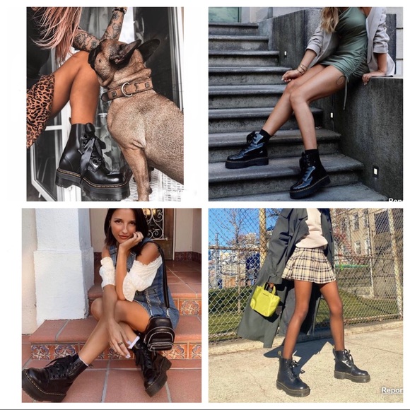 NWT Dr.Martens Molly Quad Platform Lace-Up Boots in Black Buttero Leather *HP* - Picture 3 of 16